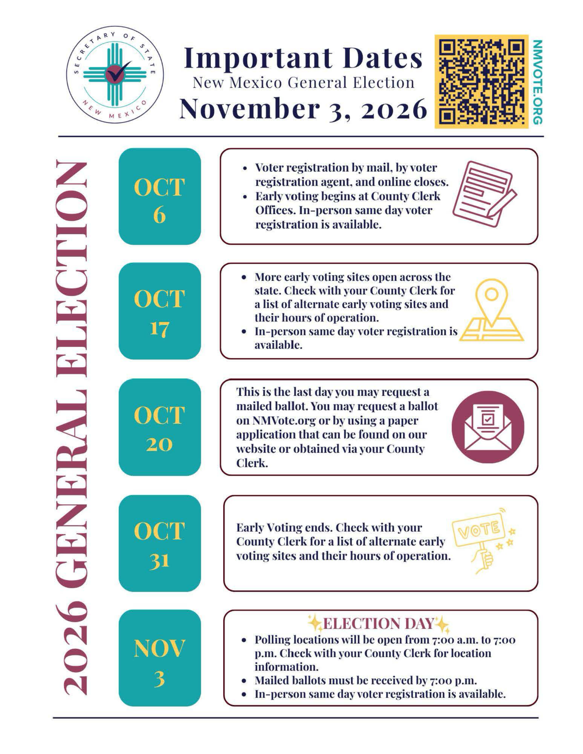 2026-Important-General-Election-Dates Voting dates for 2026 General Election in NM